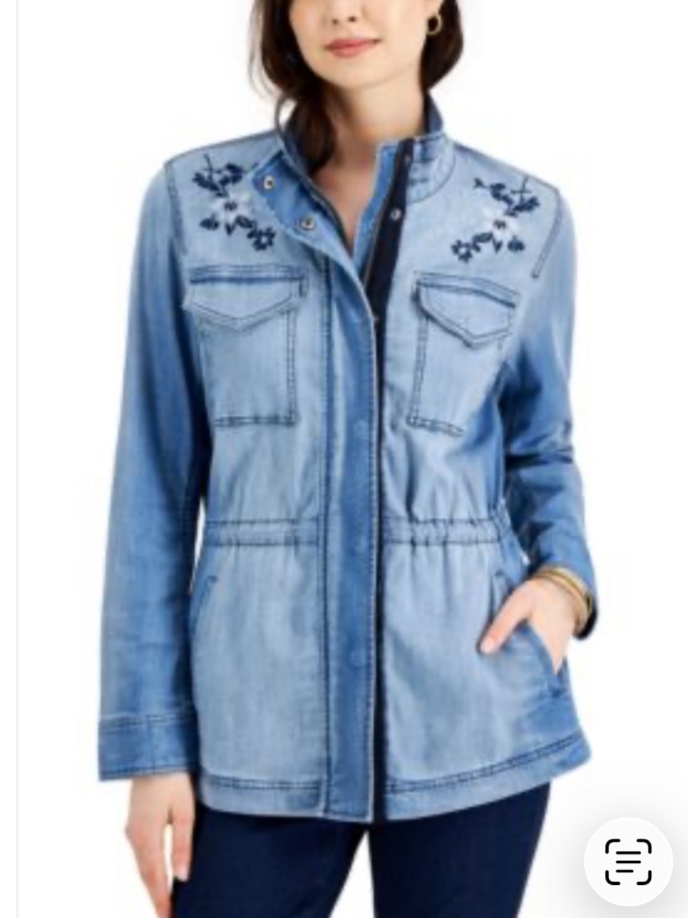 Style & Co. Embroidered Utility Denim Jacket